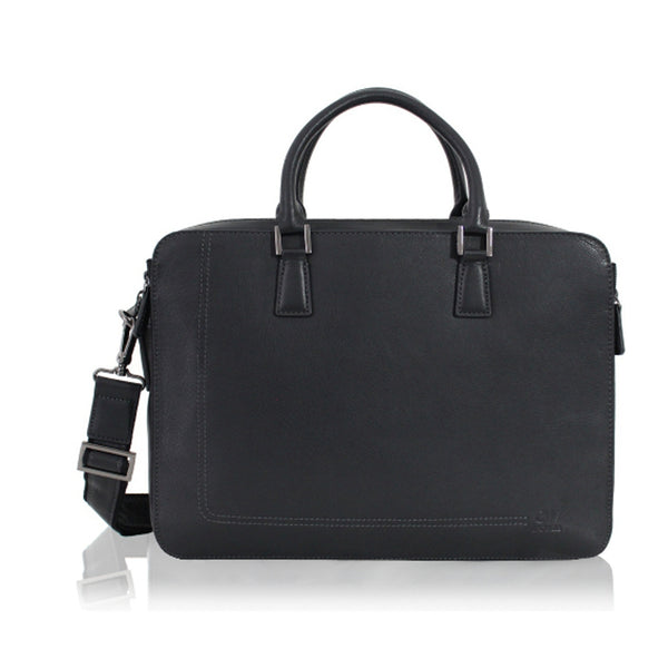 Cartable 2 Soufflets Cadwell 100 % Cuir de vachette – Noir