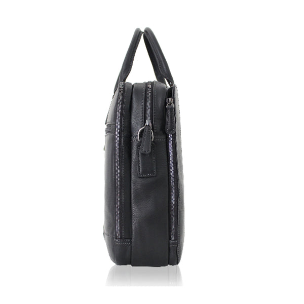 Cartable 2 Soufflets Cadwell 100 % Cuir de vachette – Noir