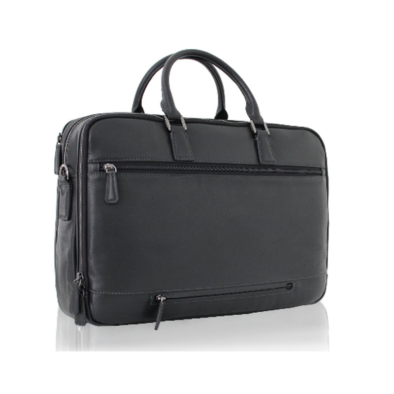 Cartable 2 Soufflets Cadwell 100 % Cuir de vachette – Noir