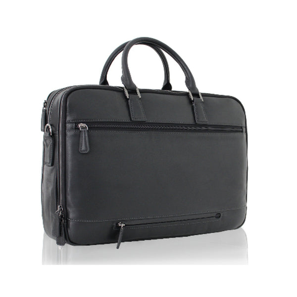 Cartable 2 Soufflets Cadwell 100 % Cuir de vachette – Noir