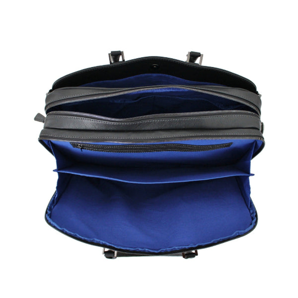 Cartable 2 Soufflets Cadwell 100 % Cuir de vachette – Noir