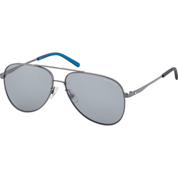 Lunettes de soleil Montblanc carrées à monture métallique couleur ruthénium