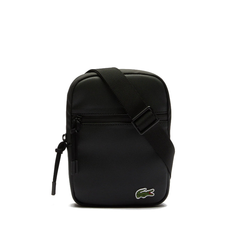 Petite sacoche plate Lacoste croisée en toile enduite