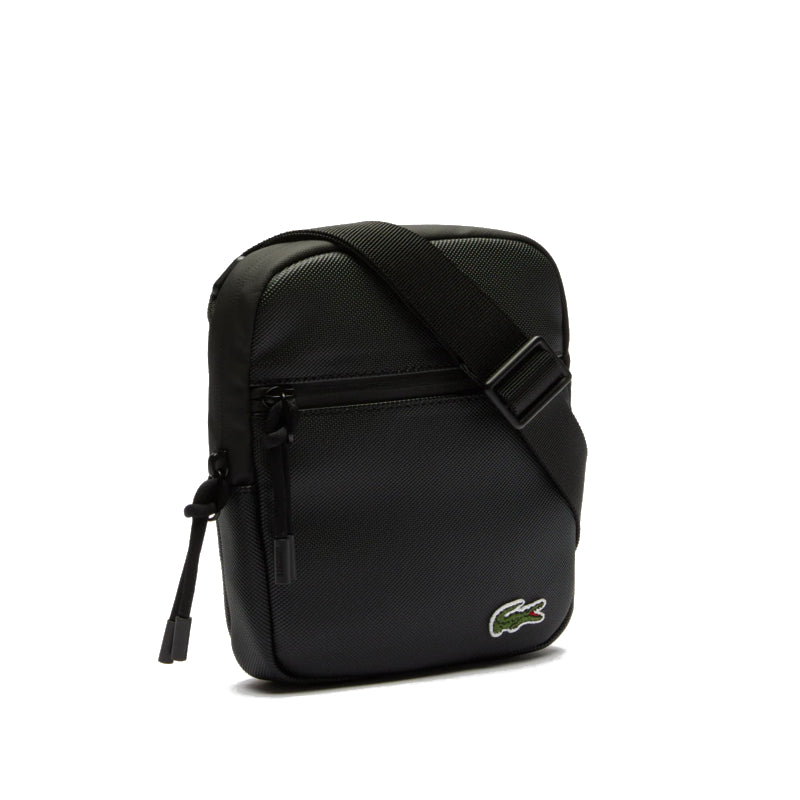 Petite sacoche plate Lacoste croisée en toile enduite