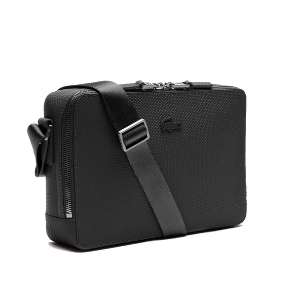 Sacoche zippée Homme Lacoste  Chantaco en cuir piqué mat
