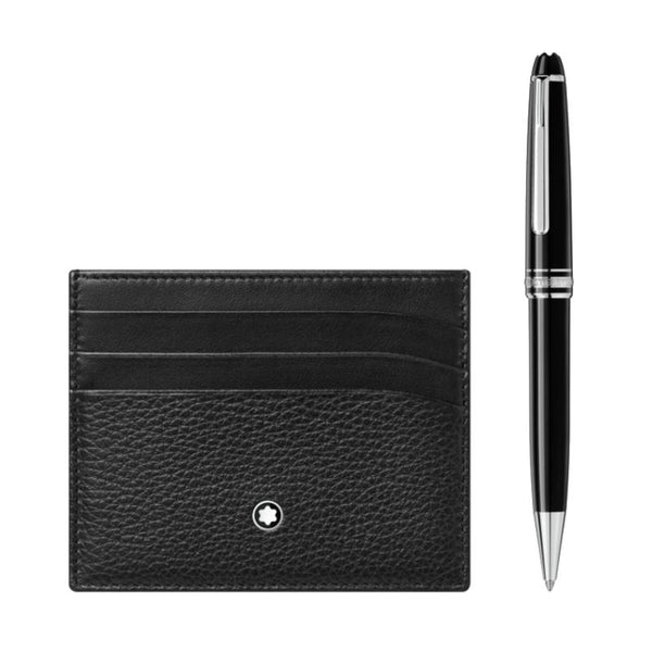 Coffret composé d’un stylo bille platiné Meisterstück Classique et d’un porte-cartes 6cc Meisterstück Soft Grain