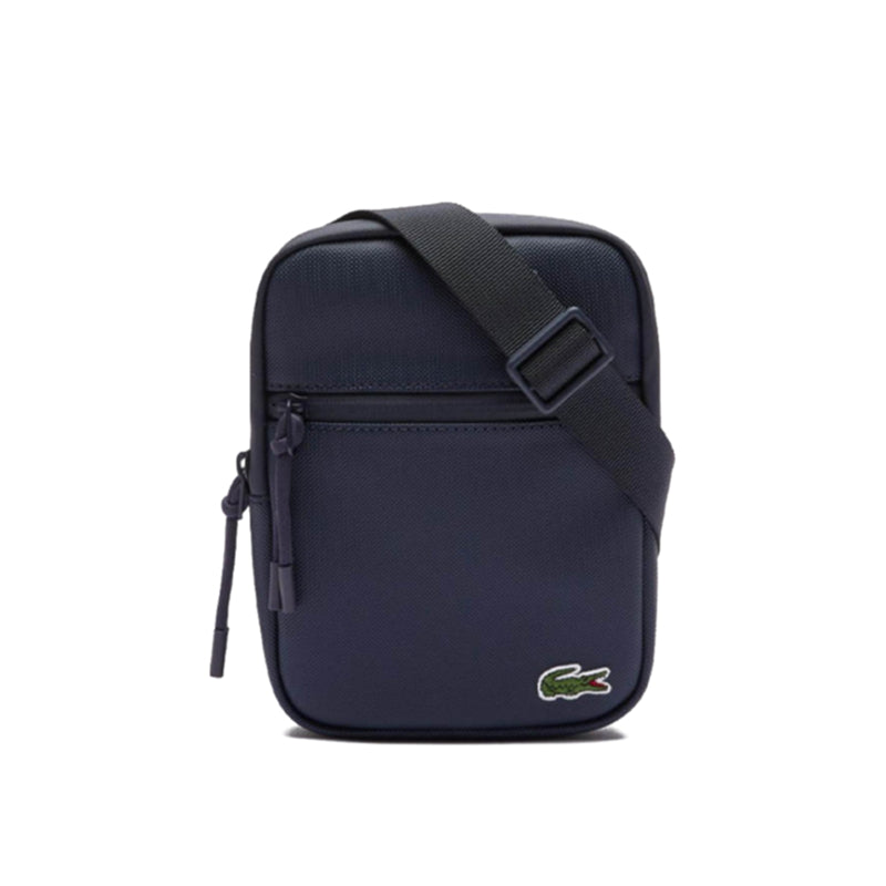 Petite sacoche plate Lacoste croisée en toile enduite