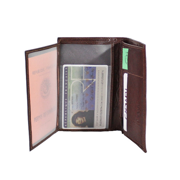 Portefeuille 1 Volet Cadwell 100 % Cuir de vachette – Marron