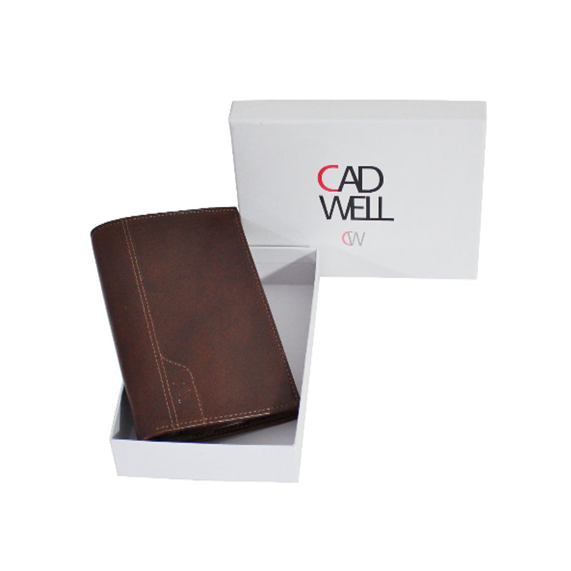 Portefeuille 1 Volet Cadwell 100 % Cuir de vachette – Marron