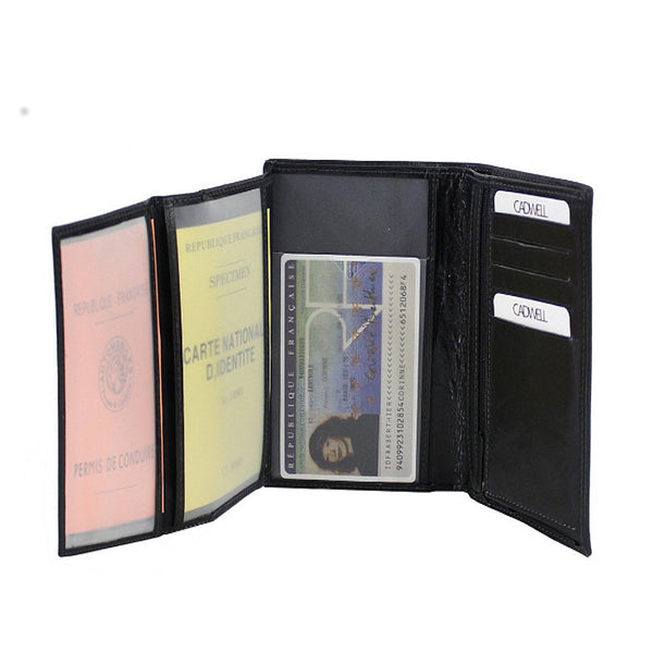 Portefeuille 2 Volets Cadwell 100 % Cuir de vachette – Noir