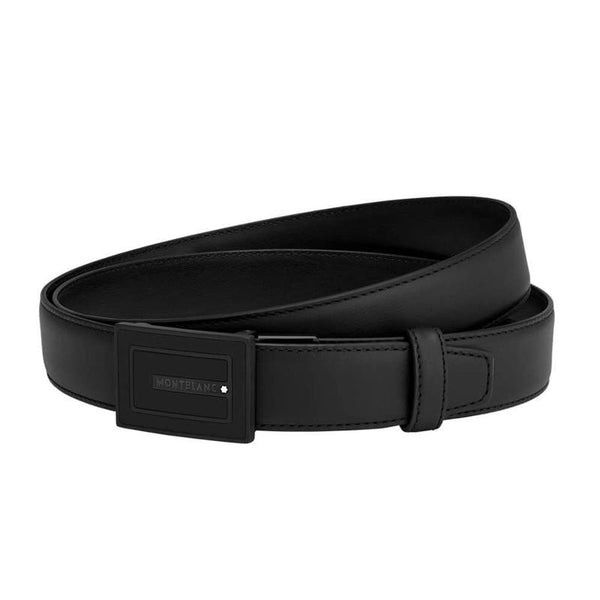 Ceinture rectangulaire à boucle plate en cuir mat et PVD noir