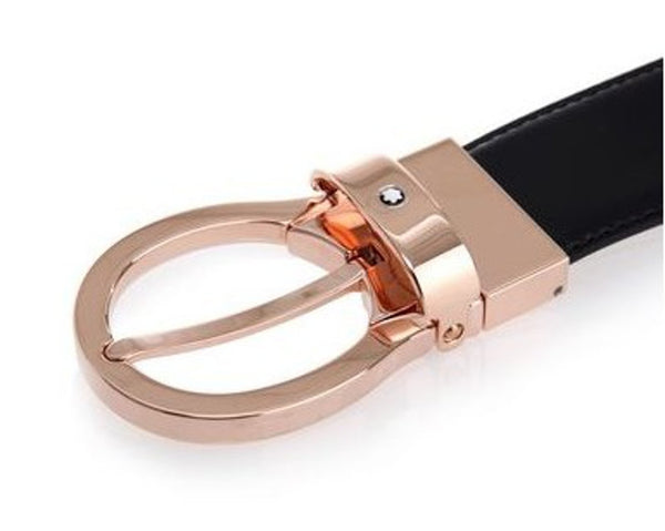 Ceinture Montblanc classique réversible noire/dorée - Boutique-Officielle-Montblanc-Cannes